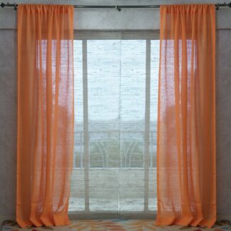 Calyz Orange 100% Linen Gauze Curtain